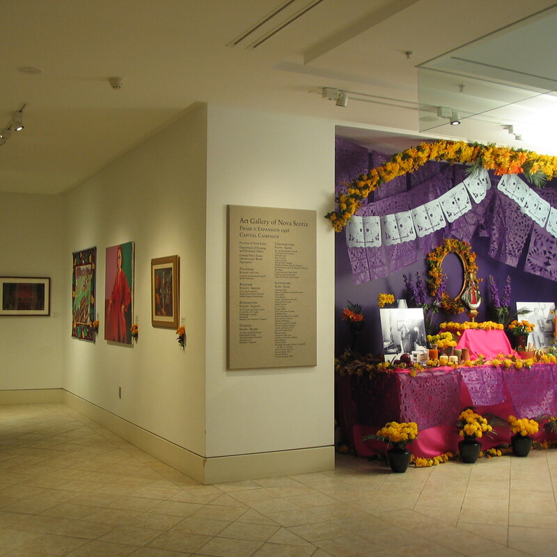 Honoured artists' work to the left of the Altar.